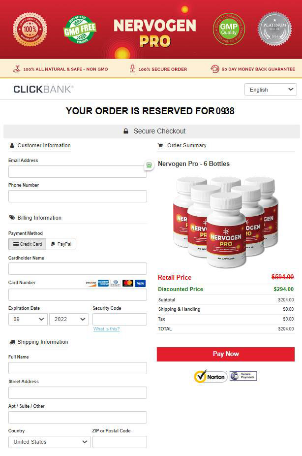 Nervogen Pro - Secure page order
